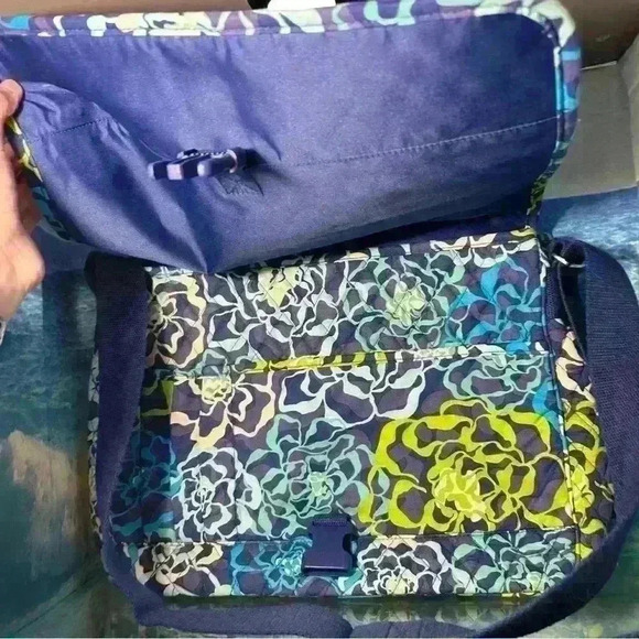 Vera Bradley Katalina Blues Floral Messenger Shoulder Backpack with Buckle - Picture 11 of 14